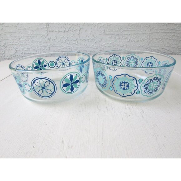 Lot Of 2 7inch Pyrex 1980s Mixing Bowl No Plastic Lids - Picture 1 of 10